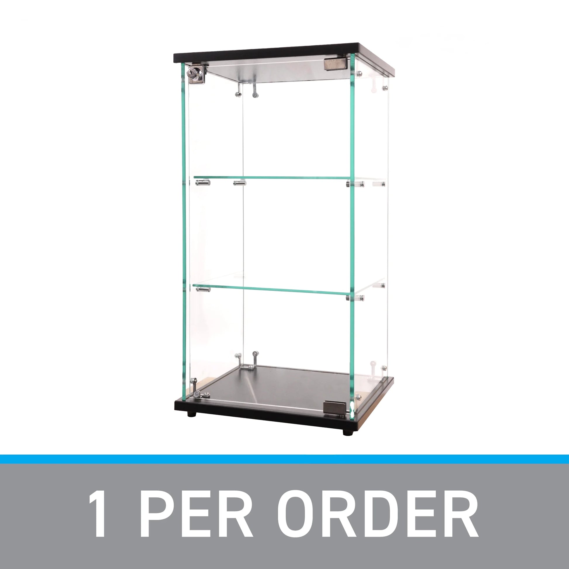 SSWBasics Infinity Countertop Glass Display Case (Ready to Assemble) - 12-1/4"W x 14-1/4"D x 27-1/4"H - Showcase Cabinet Bookcase with Lock Perfect for Displaying Smaller Items