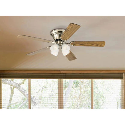 Westinghouse Contempra 4 52 in. Polished Brass Finish Reversible Blades (Walnut/Oak) Clear Ribbed Glass