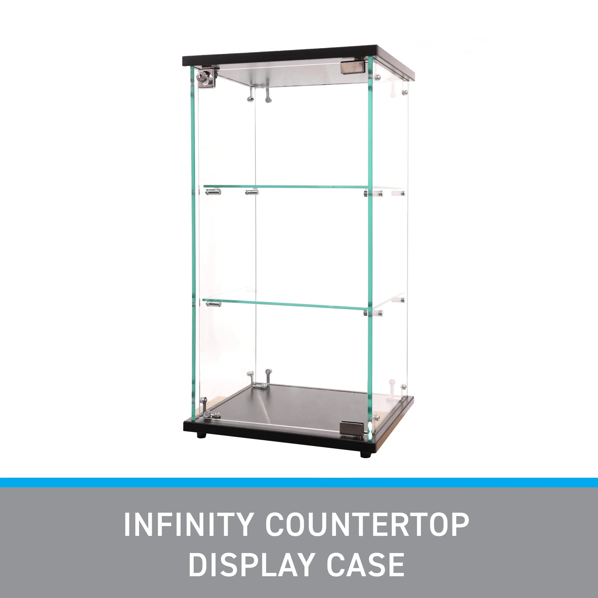 SSWBasics Infinity Countertop Glass Display Case (Ready to Assemble) - 12-1/4"W x 14-1/4"D x 27-1/4"H - Showcase Cabinet Bookcase with Lock Perfect for Displaying Smaller Items
