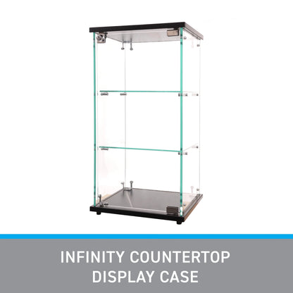SSWBasics Infinity Countertop Glass Display Case (Ready to Assemble) - 12-1/4"W x 14-1/4"D x 27-1/4"H - Showcase Cabinet Bookcase with Lock Perfect for Displaying Smaller Items