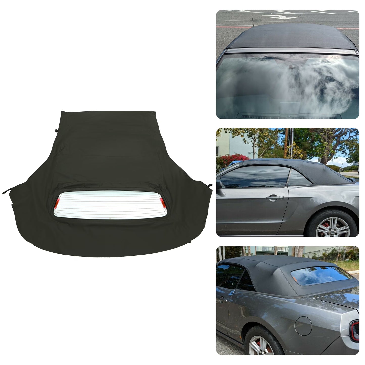 Kojem Convertible Sailcloth Soft Top W/Glass Window for 2005-2014 Ford Mustang