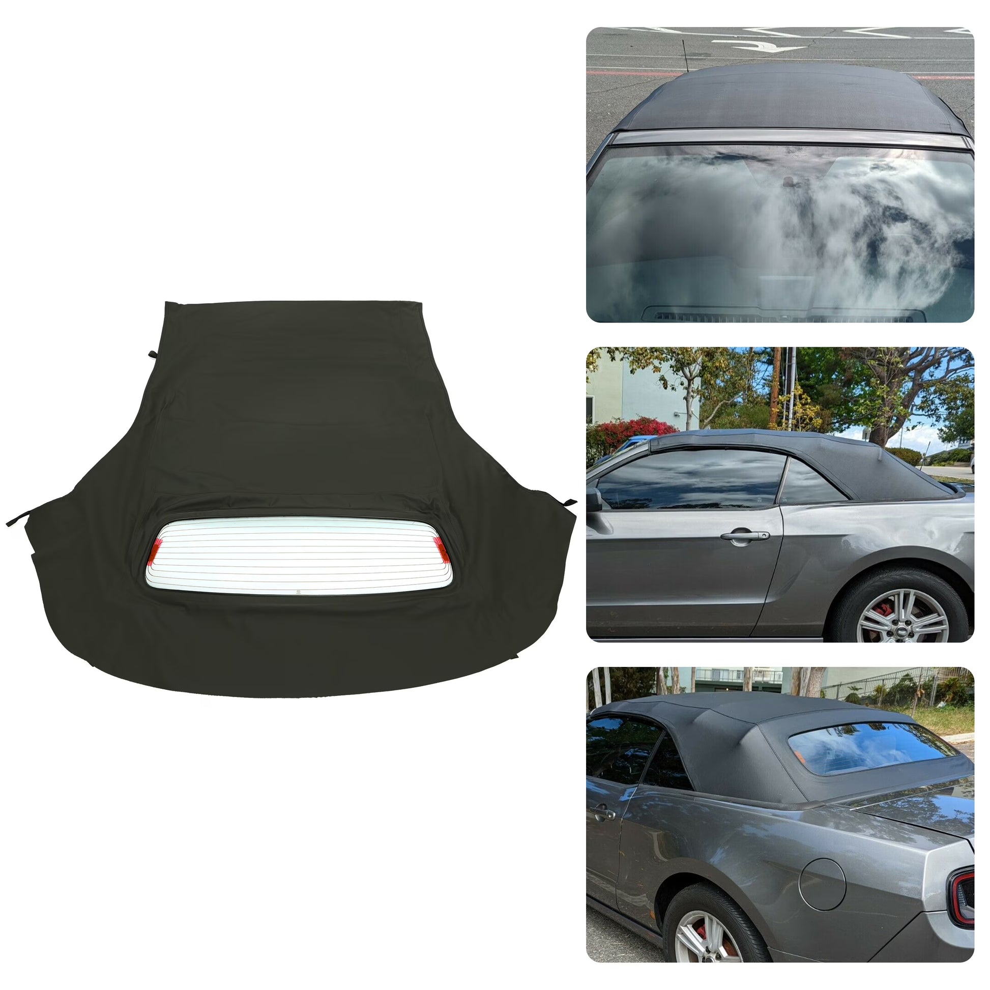 Kojem Convertible Sailcloth Soft Top W/Glass Window for 2005-2014 Ford Mustang