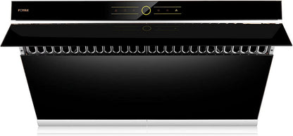 FOTILE JQG9001 Slant Vent Series 36" 850 CFM Under Cabinet or Wall Mount Range Hood with 2 LED lights and Touchscreen in Onyx Black Tempered Glass