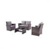 4 Piece Outdoor Patio Furniture Sets All Weather Outdoor Sofa PE Garden Furniture Wicker Rattan Patio Conversation Set with Glass Table & Beige Cushions