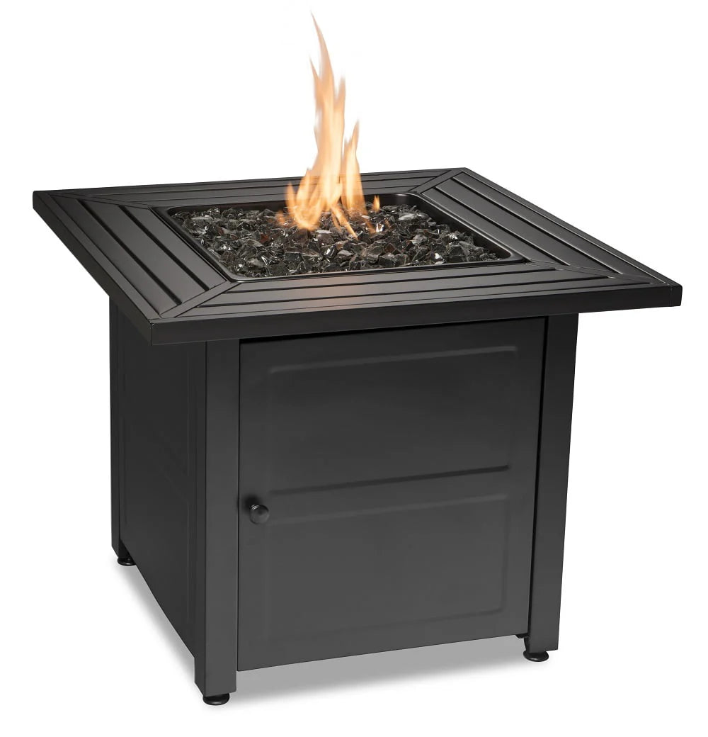 30" Square 30,000 BTU LP Gas Outdoor Fire Table with Black Fire Glass
