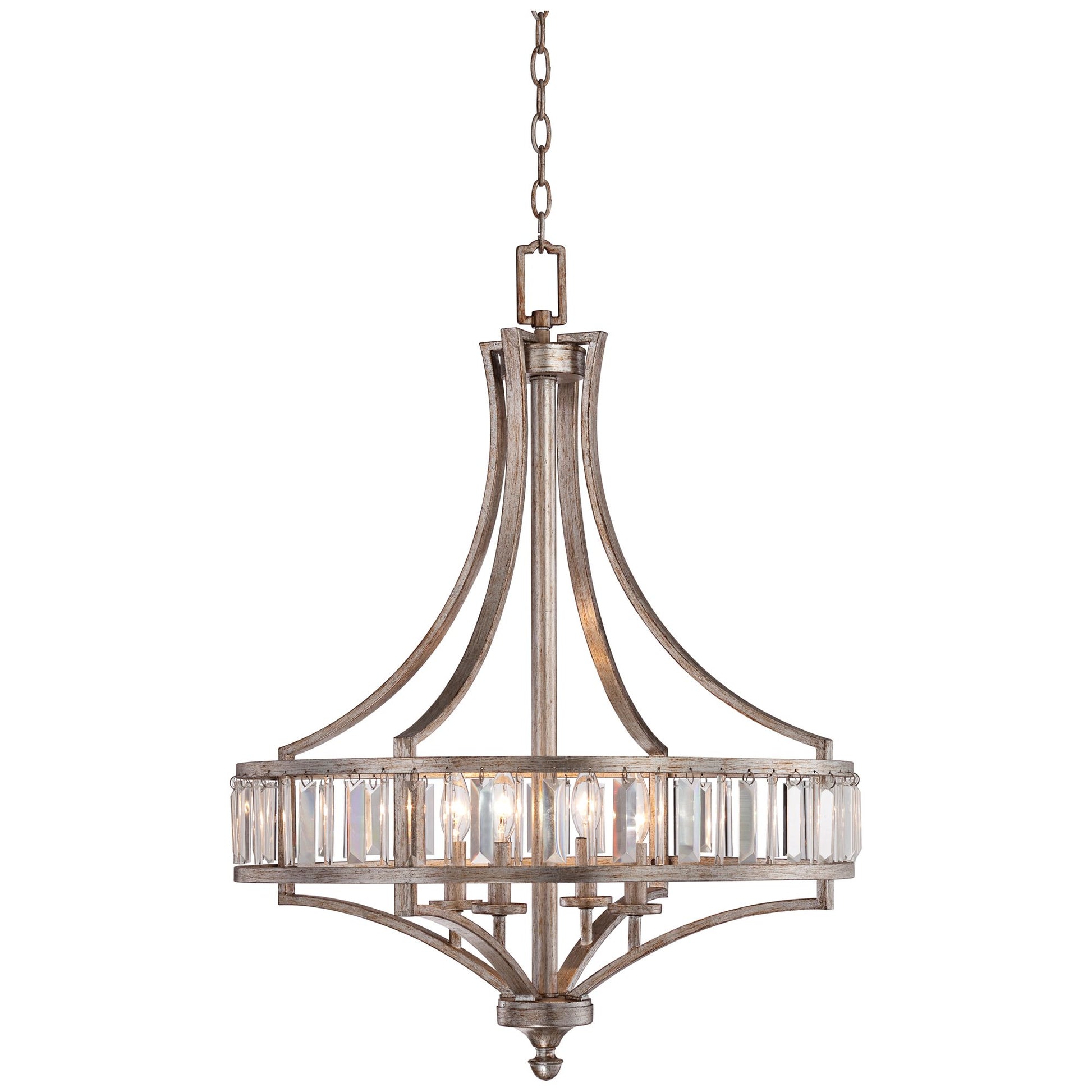 Vienna Full Spectrum Soft Silver Chandelier 24" Wide Crystal Glass 4-Light Fixture for Dining Room House Kitchen Bedroom