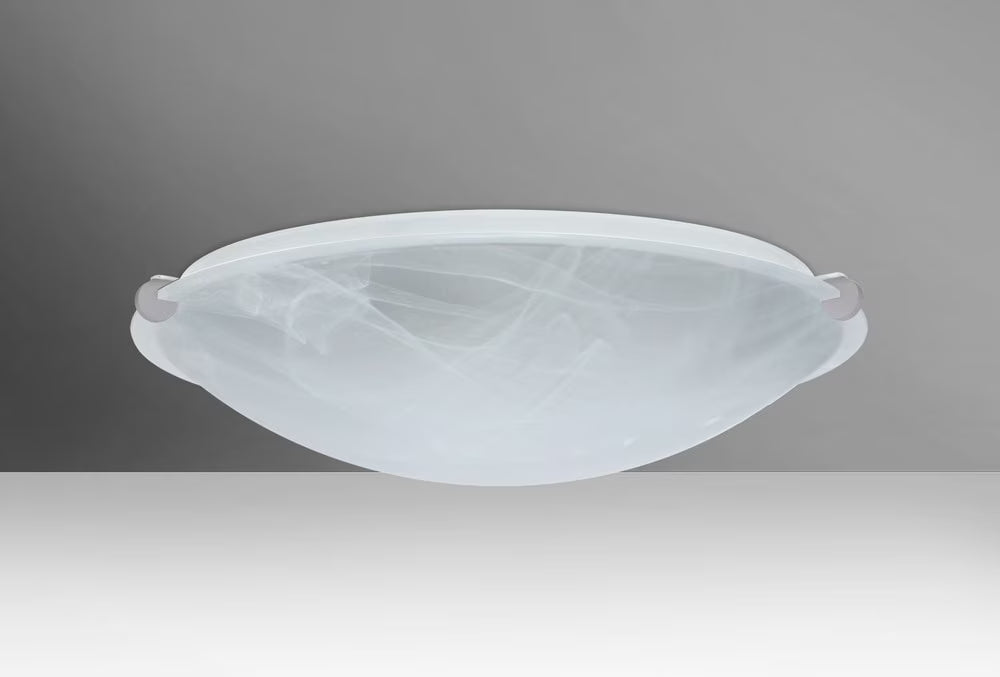 968152-SN-Besa Lighting-Trio 16-Two Light Flush Mount-15.75 Inches Wide by 4.75 Inches High-Satin Nickel Finish-Marble Glass Color-Incandescent