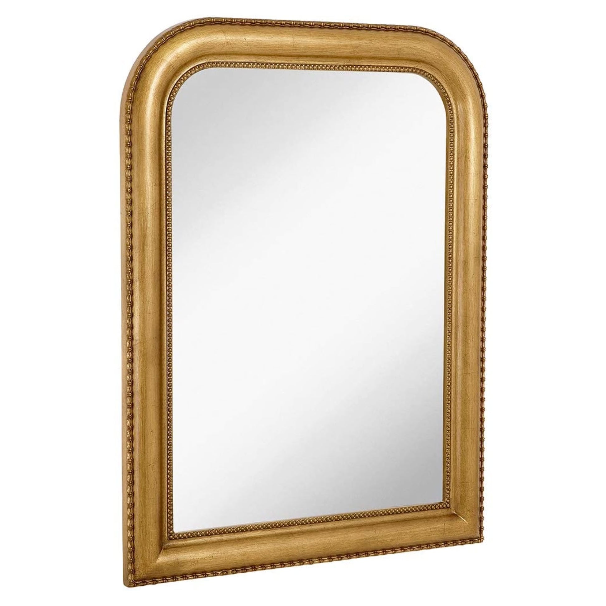 Hamilton Hills 36" x 24" Classic Gold Framed Polished Glass Top Round Corner Mirror - Thick Arched Top Rich Wall Mirror - Vanity for Bathroom Decor, Bedroom, Living Room - Hangs Horizontal or Vertica