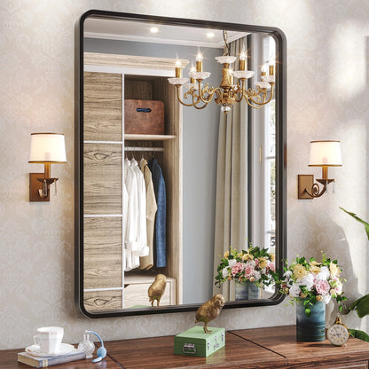 Brightify 24x36 Inch Black Bathroom Mirrors Wall Mirror, Modern Rectangle Bathroom Vanity Wall Mirror with HD Glass & Black Metal Frame for Living Room Mantel Bedroom Entryway, Horizontal/Vertical