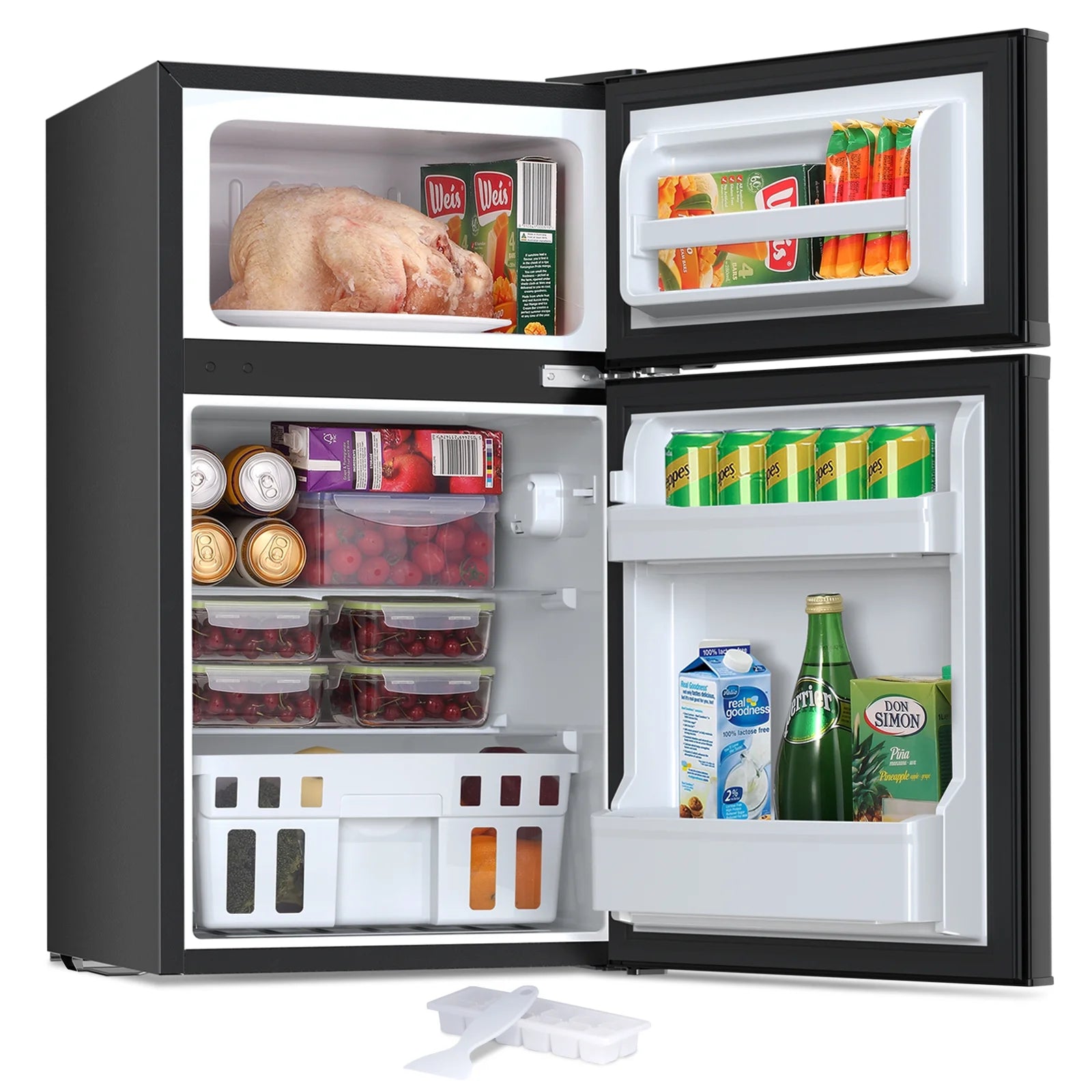 WAA 3.1 Cu.Ft Mini Fridge with Freezer,2 Door Compact Refrigerator,Mini Fridge with Adjustable Removable Glass Shelves for Bedroom,Office,Dorm or Apartment,Black