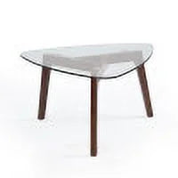 GDF Studio Mosier Mid-Century Modern Coffee Table with Glass Top, Walnut