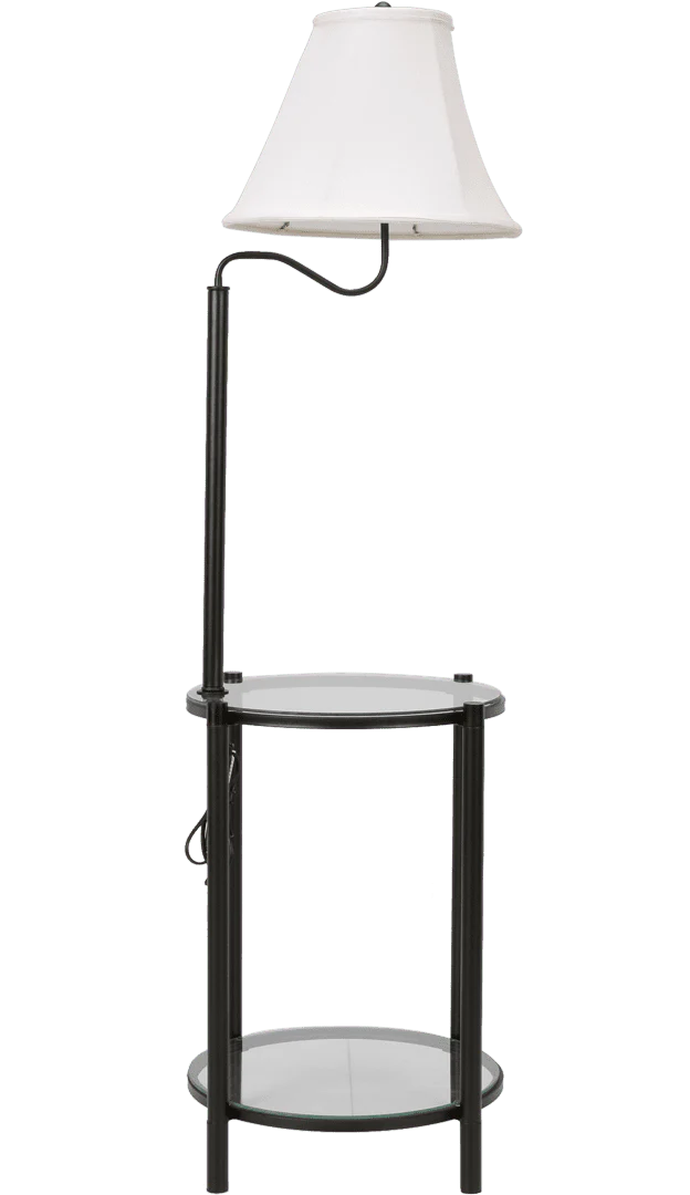 Mainstays Glass End Table Floor Lamp, Matte Black