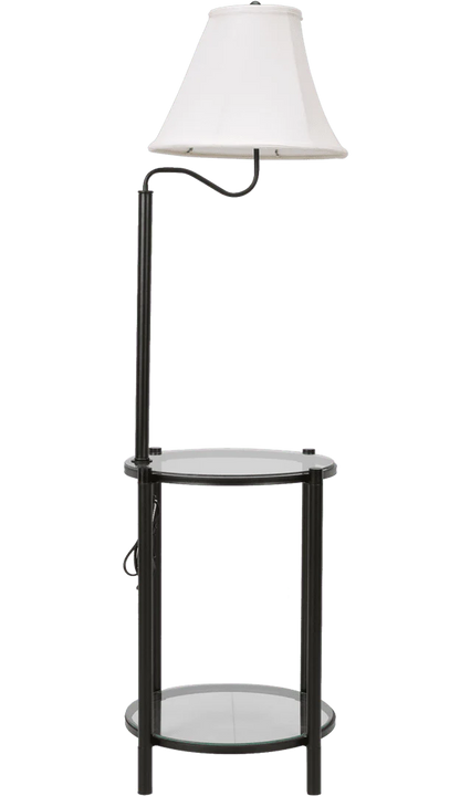 Mainstays Glass End Table Floor Lamp, Matte Black