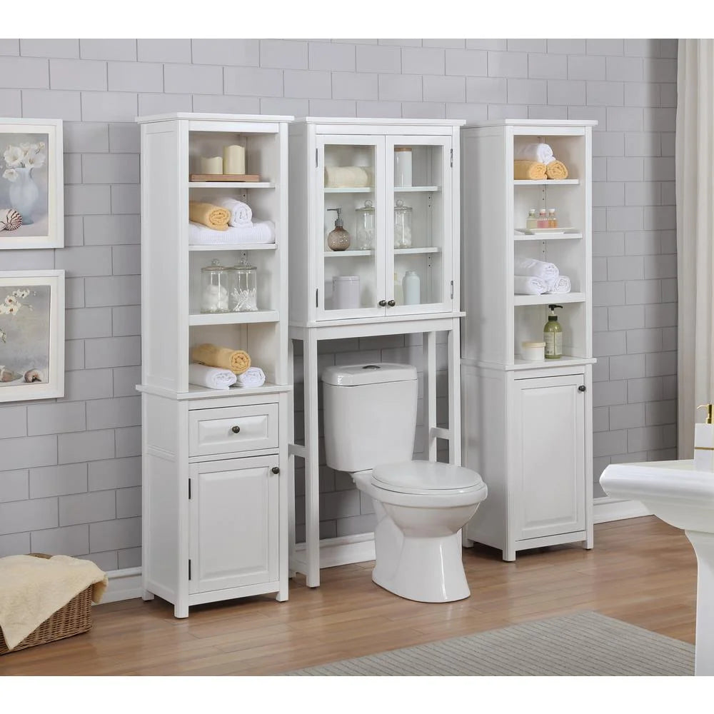 Alaterre Over the Toilet Storage, Space Saver, Glass Doors and Upper Cabinet, Dorset