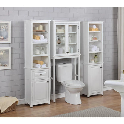 Alaterre Over the Toilet Storage, Space Saver, Glass Doors and Upper Cabinet, Dorset