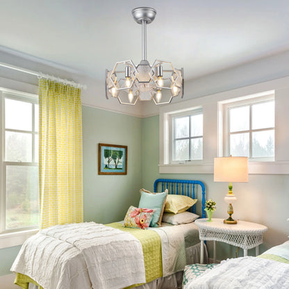 Cusp Barn 19 Inch Farmhouse Ceiling Fan with Remote, Vintage Cage Glass Light Fixture, Rustic Industrial Ceiling Fan for Patio, Kitchen, Bedroom