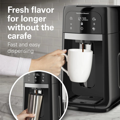 Hamilton Beach One Press 14-Cup Programmable Drip Coffee Maker Machine with Glass Coffee Pot, Black