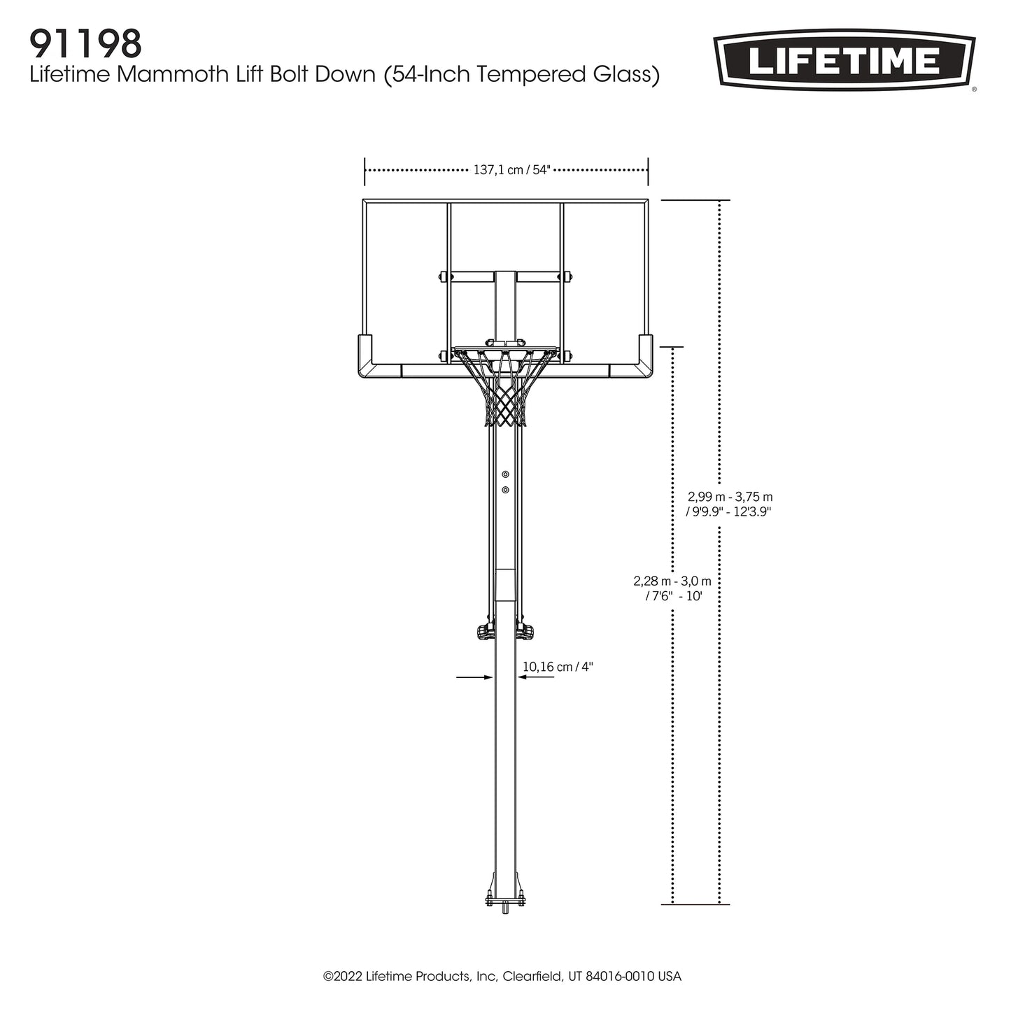 Lifetime Mammoth Lift Tempered Glass 54" Basketball System