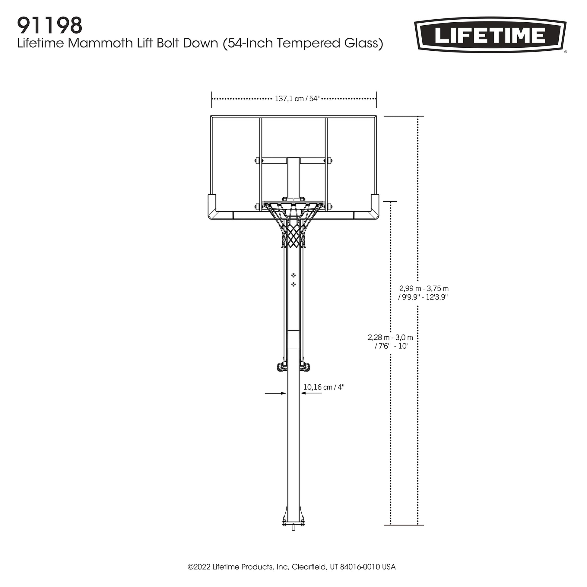 Lifetime Mammoth Lift Tempered Glass 54" Basketball System