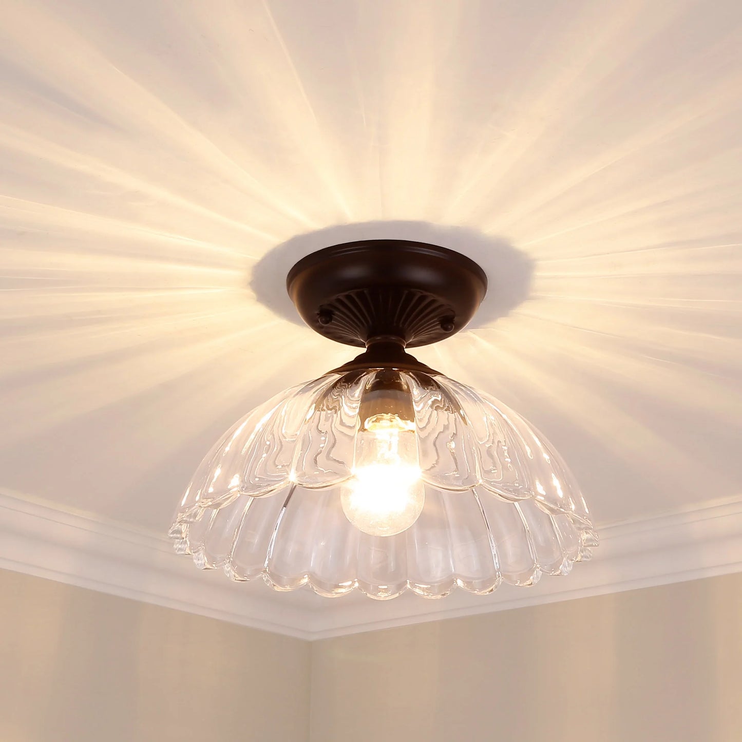 Audra 1-Light Semi-flush in Matte Black and Clear Glass