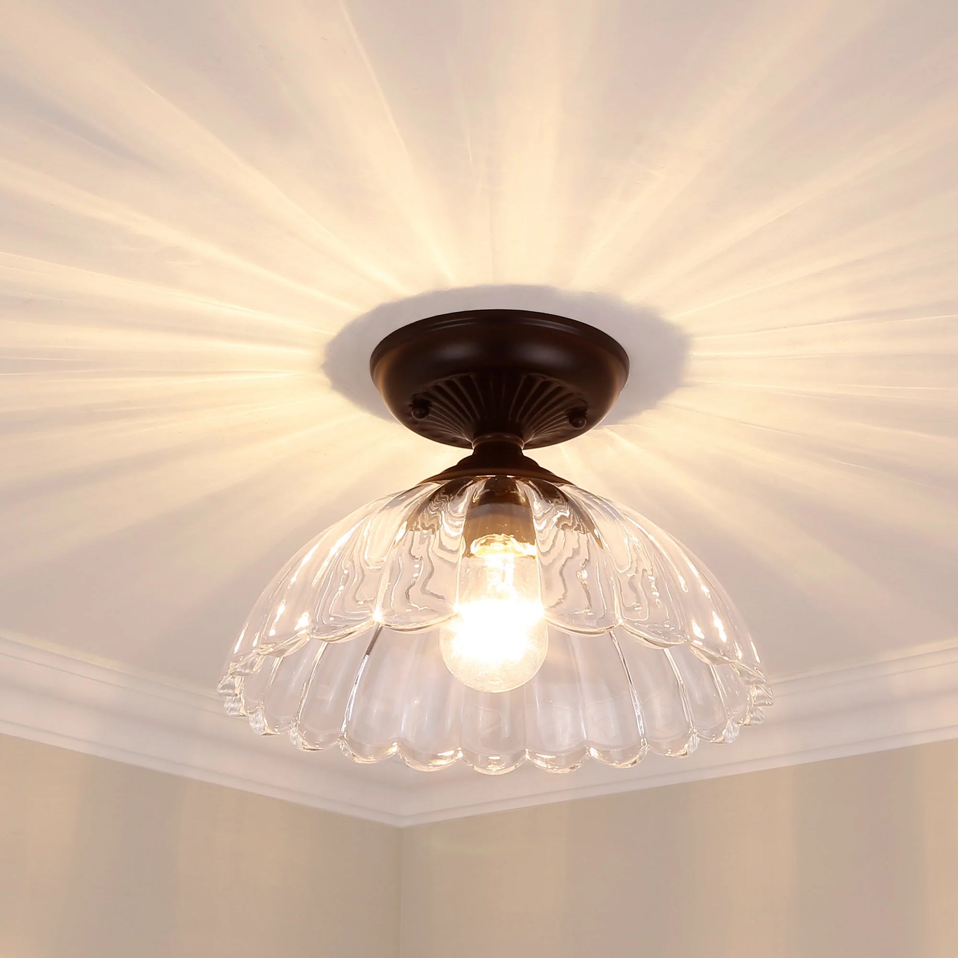Audra 1-Light Semi-flush in Matte Black and Clear Glass