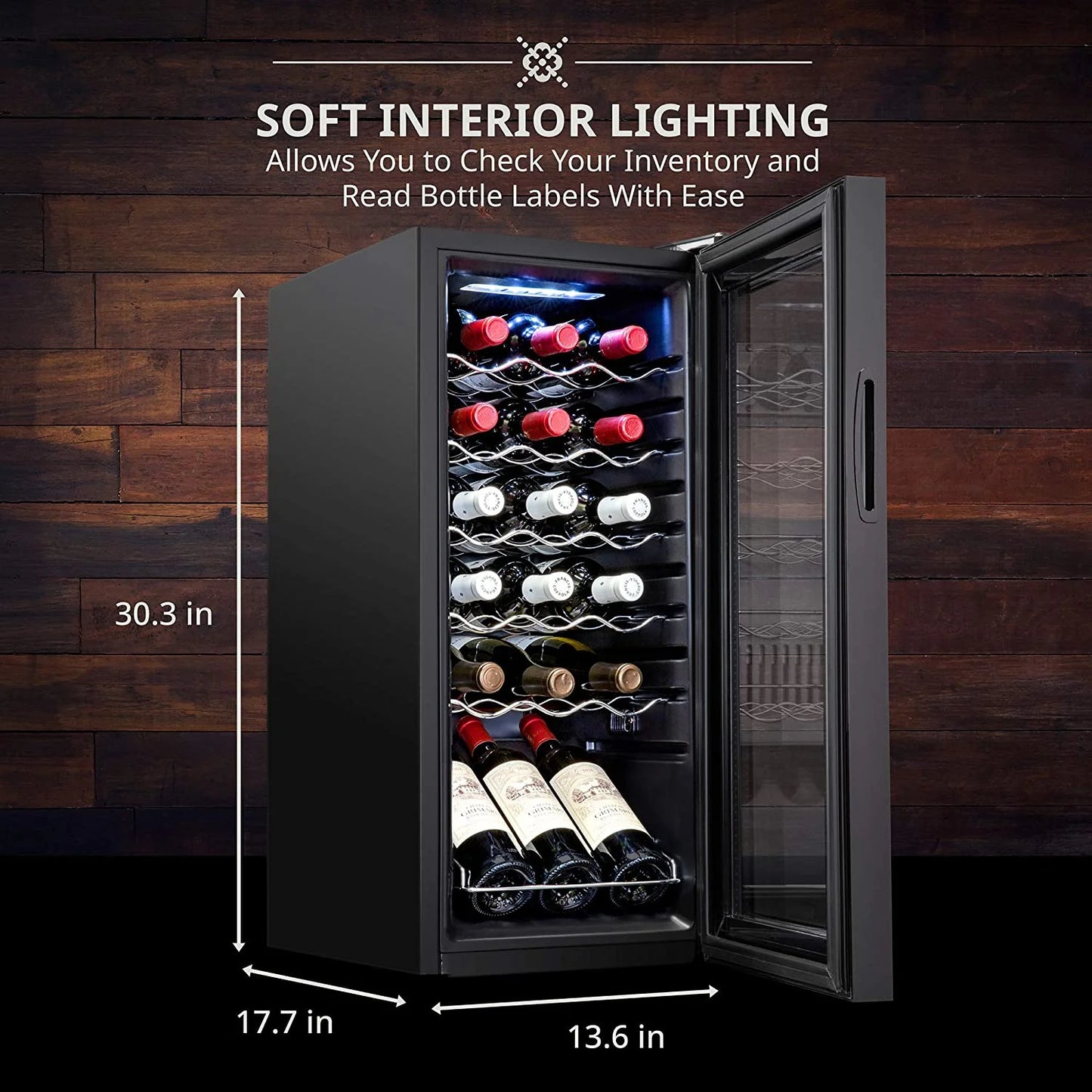 Ivation 18-Bottle Glass Door Compressor Refrigerator, Black