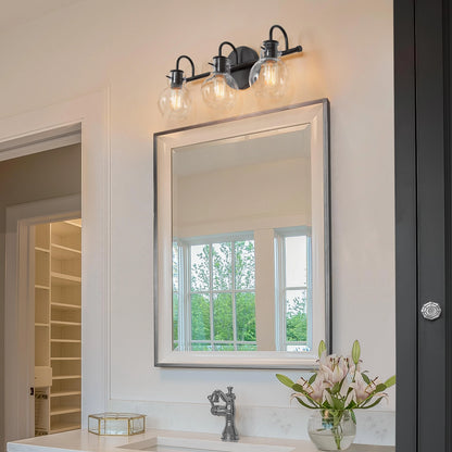Carson Carrington Modern Gold 3-Light Bathroom Vanity Light Glass Wall Sconce 3-Light, Black 3-Light/L22"xW7"xH9" Black 13 to 24 Inches 4 to 8 Inches