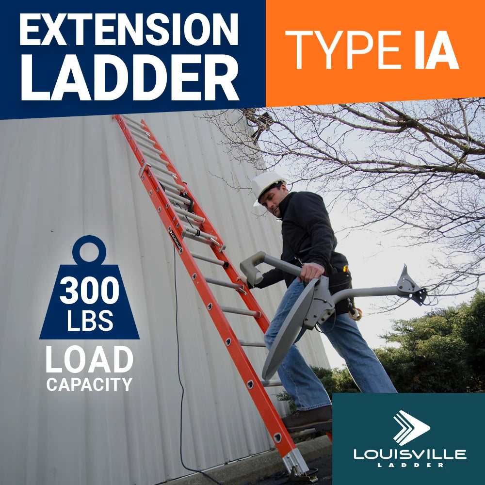 Louisville Ladder 16-Foot Fiberglass Extension Ladder, 300-Pound Load Capacity, Type IA, FE3216