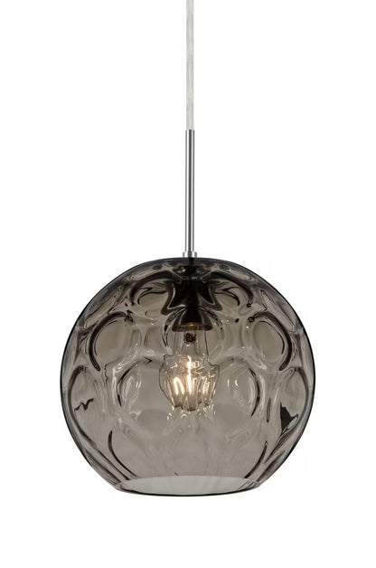 1JT-BOMYSM-SN-Besa Lighting-Bombay-One Light Cord Pendant with Flat Canopy-9.8 Inches Wide by 8.4 Inches High-Satin Nickel Finish-Smoke Glass Color