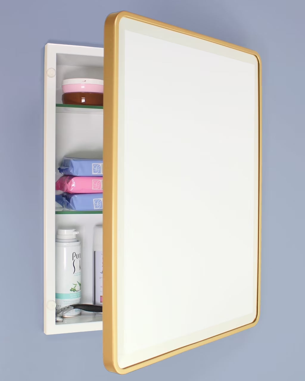 16x20 Austin Farmhouse Metal Framed Rounded Rectangle Recessed Bathroom Medicine Cabinet, Beveled Mirror, 14x18 in-Wall Opening, Powder-coated Steel, Adjustable Glass Shelves, Magnet Close, Black