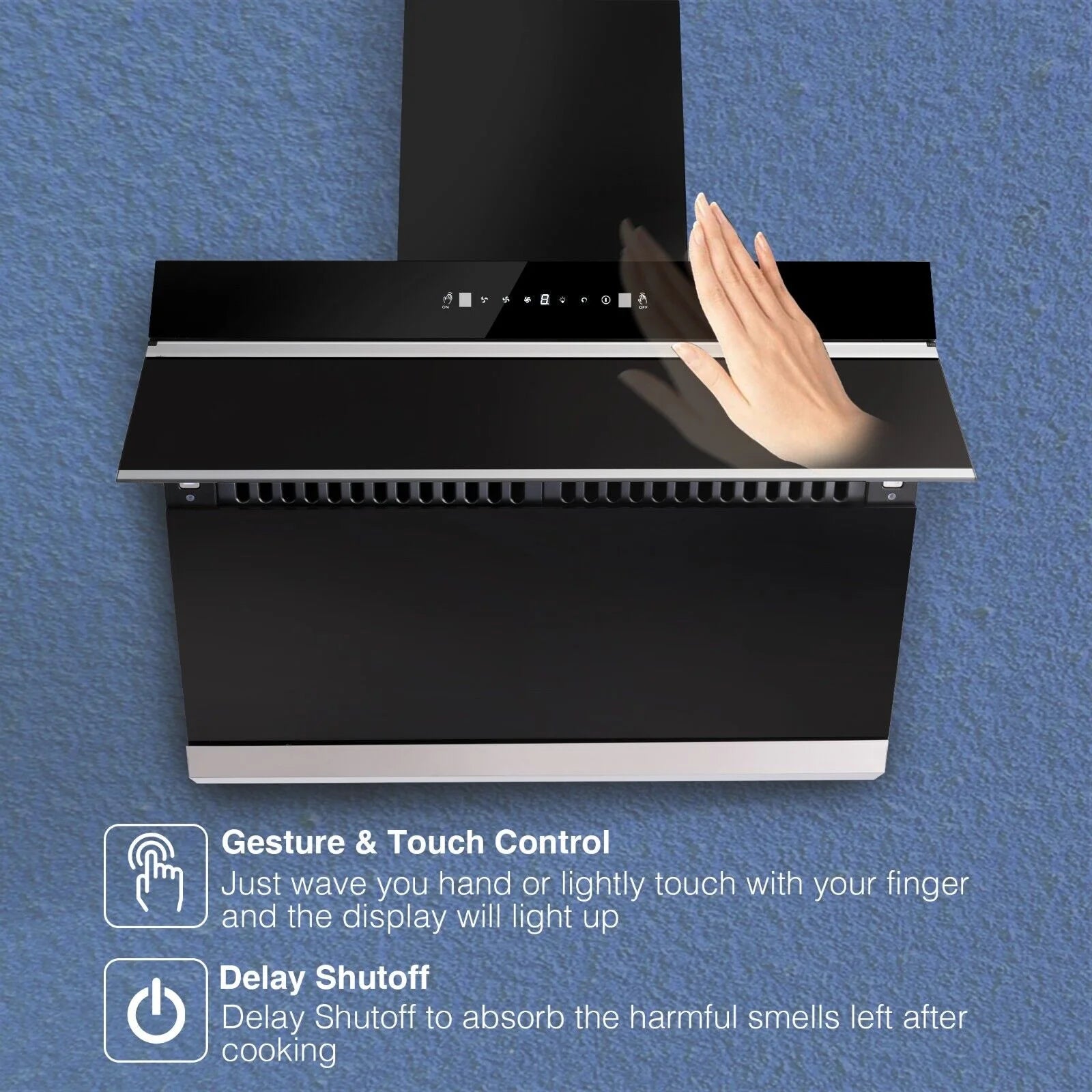 Tieasy 30 inch Under Cabinet Range Hood 900CFM Gesture Touch Control Tempered Glass