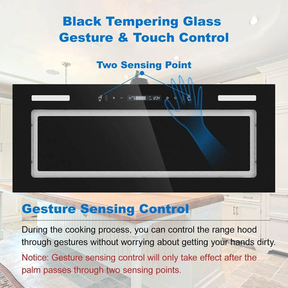 30 inch Built-in Insert Range Hood 900CFM Tempered Glass Kitchen Vent Hood