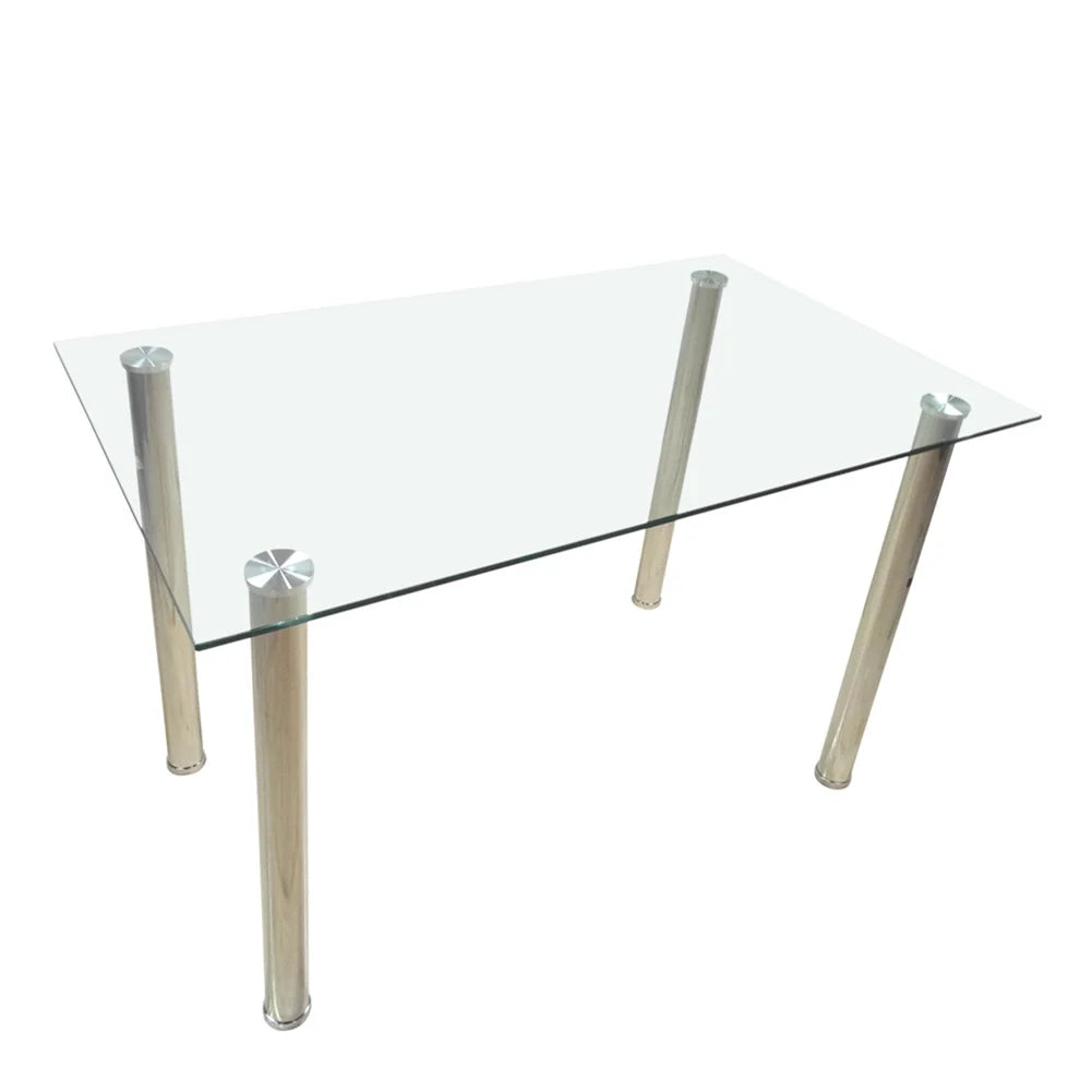 Canddidliik Rectangular Glass Dining Table, 5-Piece Modern Dining Set Tempered Glass Kitchen Table for Living Room and Kitchen, White