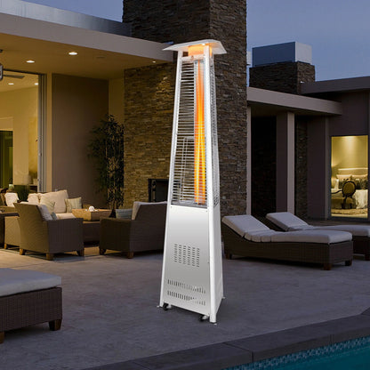 Gymax 42,000 BTU Stainless Steel Pyramid Patio Heater Glass Tube Flame W/Wheels