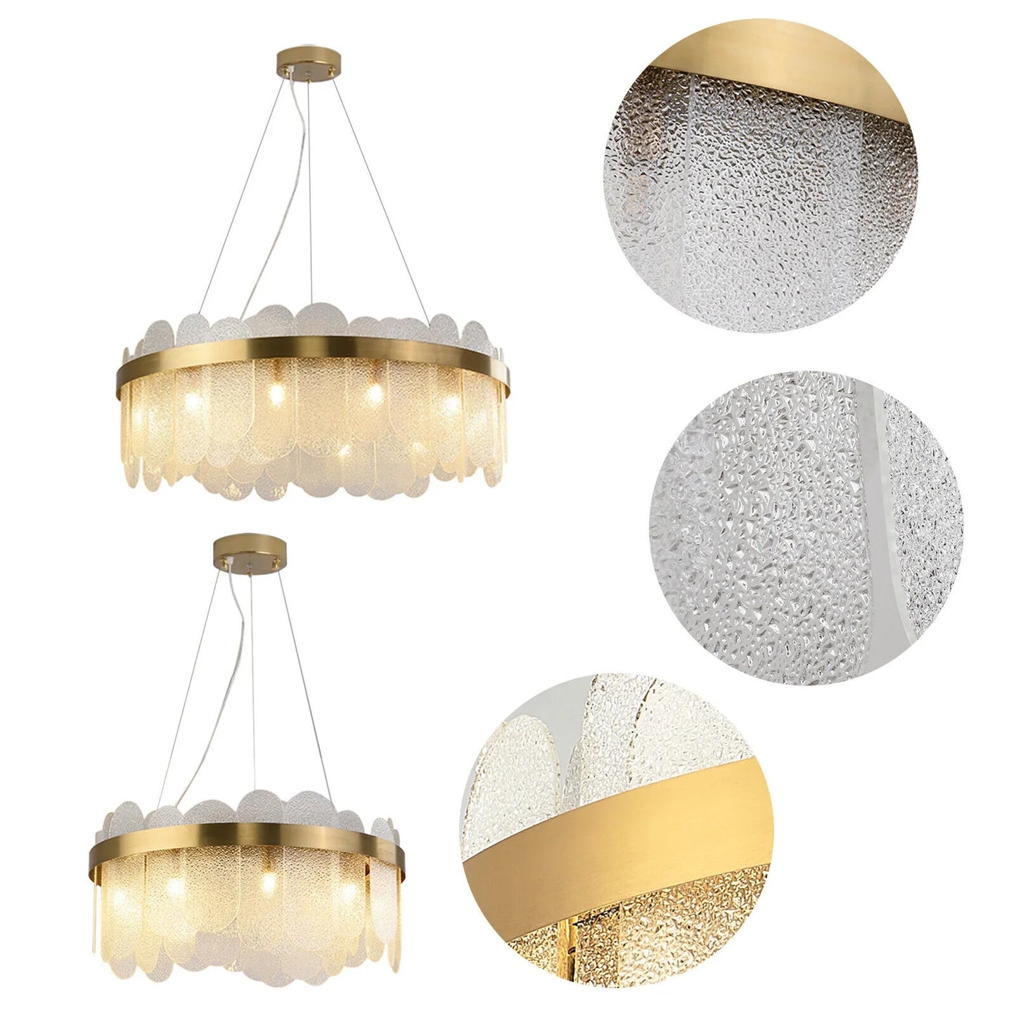 FETCOI Luxury LED Crystal Glass Pendant Lamp Luxury Chandelier Lighting Fixture Ceiling Light (9-Light)