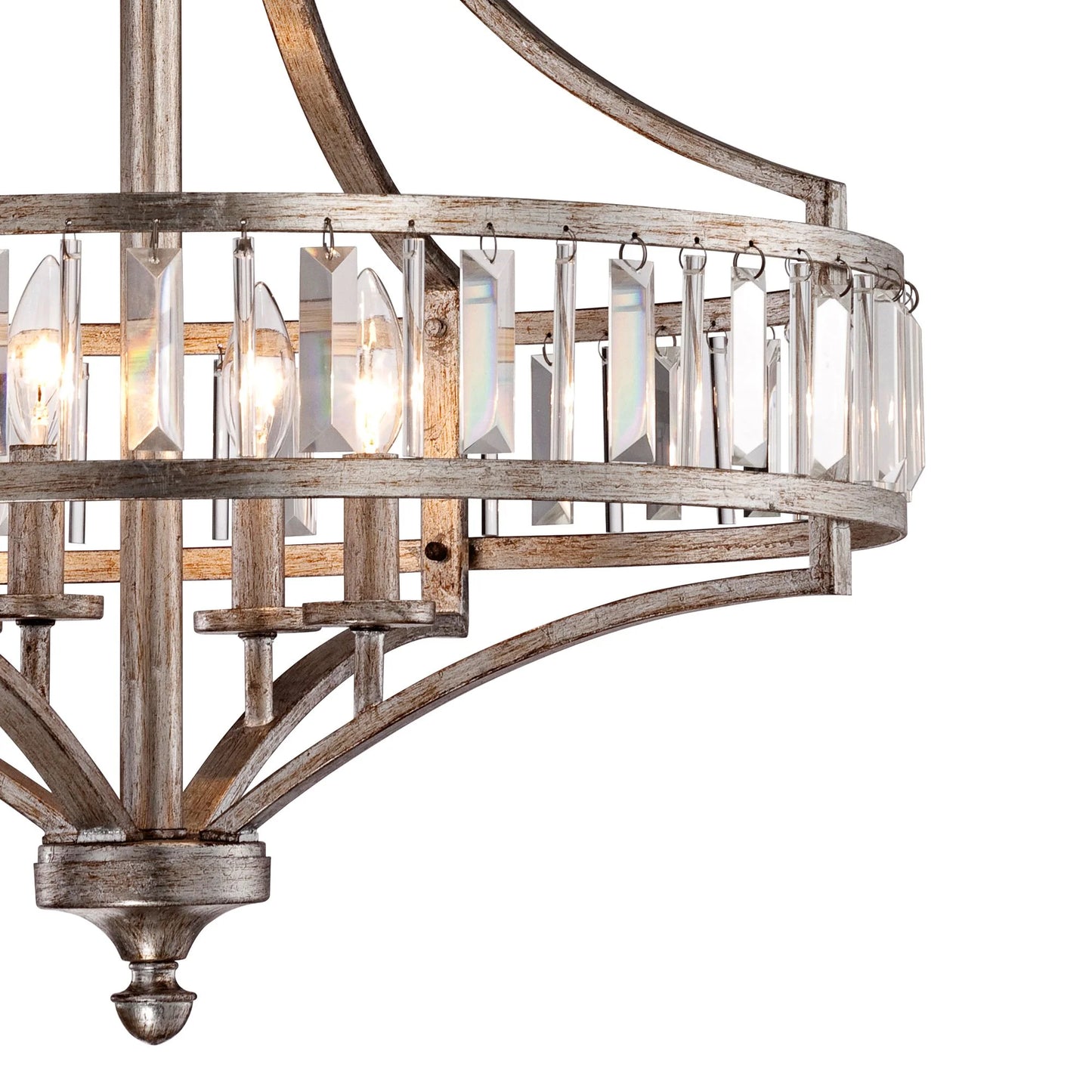 Vienna Full Spectrum Soft Silver Chandelier 24" Wide Crystal Glass 4-Light Fixture for Dining Room House Kitchen Bedroom