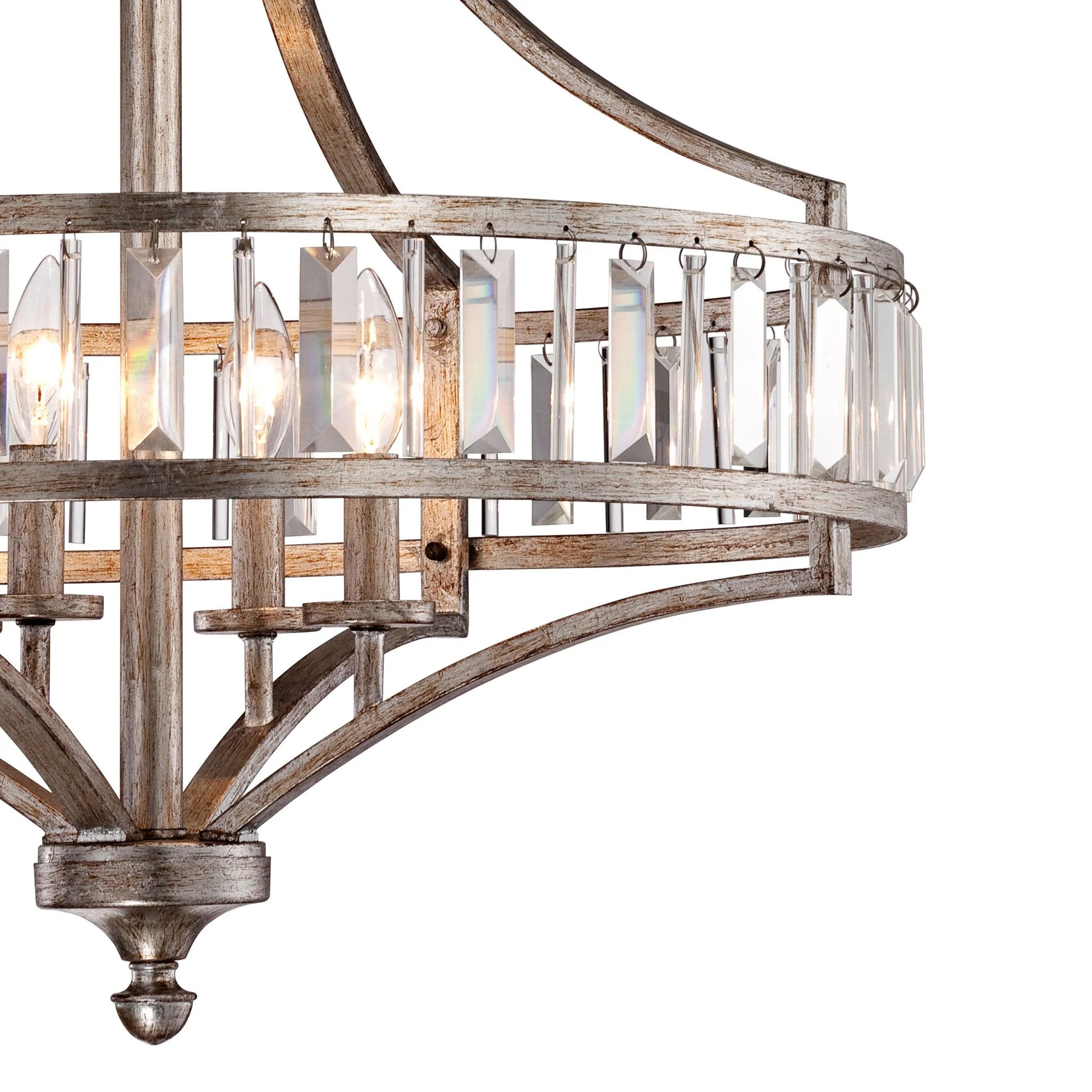 Vienna Full Spectrum Soft Silver Chandelier 24" Wide Crystal Glass 4-Light Fixture for Dining Room House Kitchen Bedroom