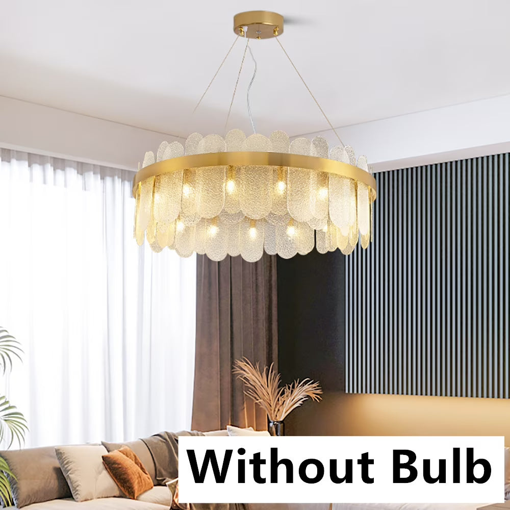 FETCOI Luxury LED Crystal Glass Pendant Lamp Luxury Chandelier Lighting Fixture Ceiling Light (9-Light)