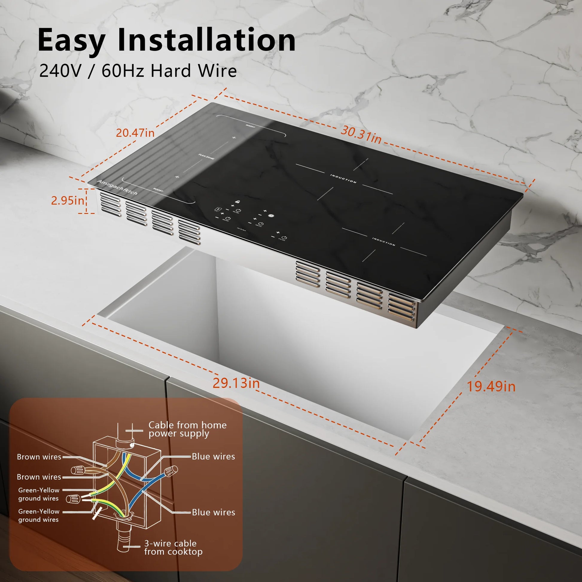 30in Built-In Induction Cooktop 4 Burners, 11600W Touch Control w/Boost & Bridge-Sync, Easy-Clean Tempered Glass, Child Lock