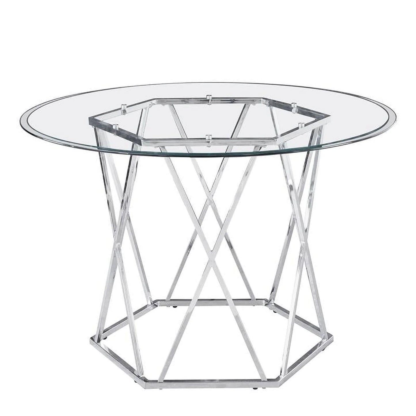 Steve Silver Escondido Chrome and Glass Top Dining Table