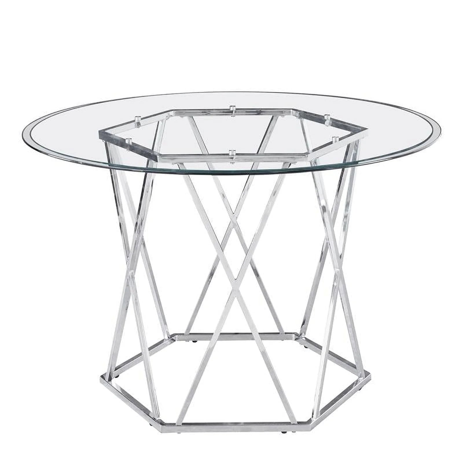 Steve Silver Escondido Chrome and Glass Top Dining Table