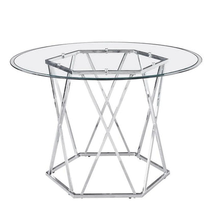 Steve Silver Escondido Chrome and Glass Top Dining Table