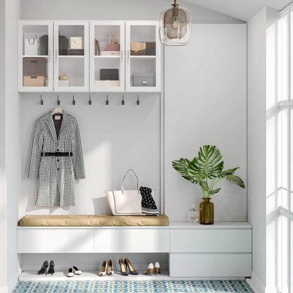 POLIHOME Display Wall Cabinet with Tempered Glass DoorsStorage Cabinet with Adjustable Shelves