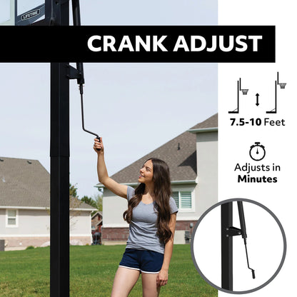Lifetime 7.5ft. - 10ft. Adjustable Height 60° Tempered Glass Bolt-Down Basketball System (90569)