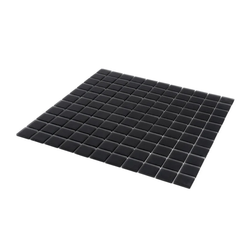 10 pack Black 11.8 in. x 11.8 in. 1x1 Matte Finished Glass Mosaic Floor and Wall Tile (9.67 sq. ft./Case)