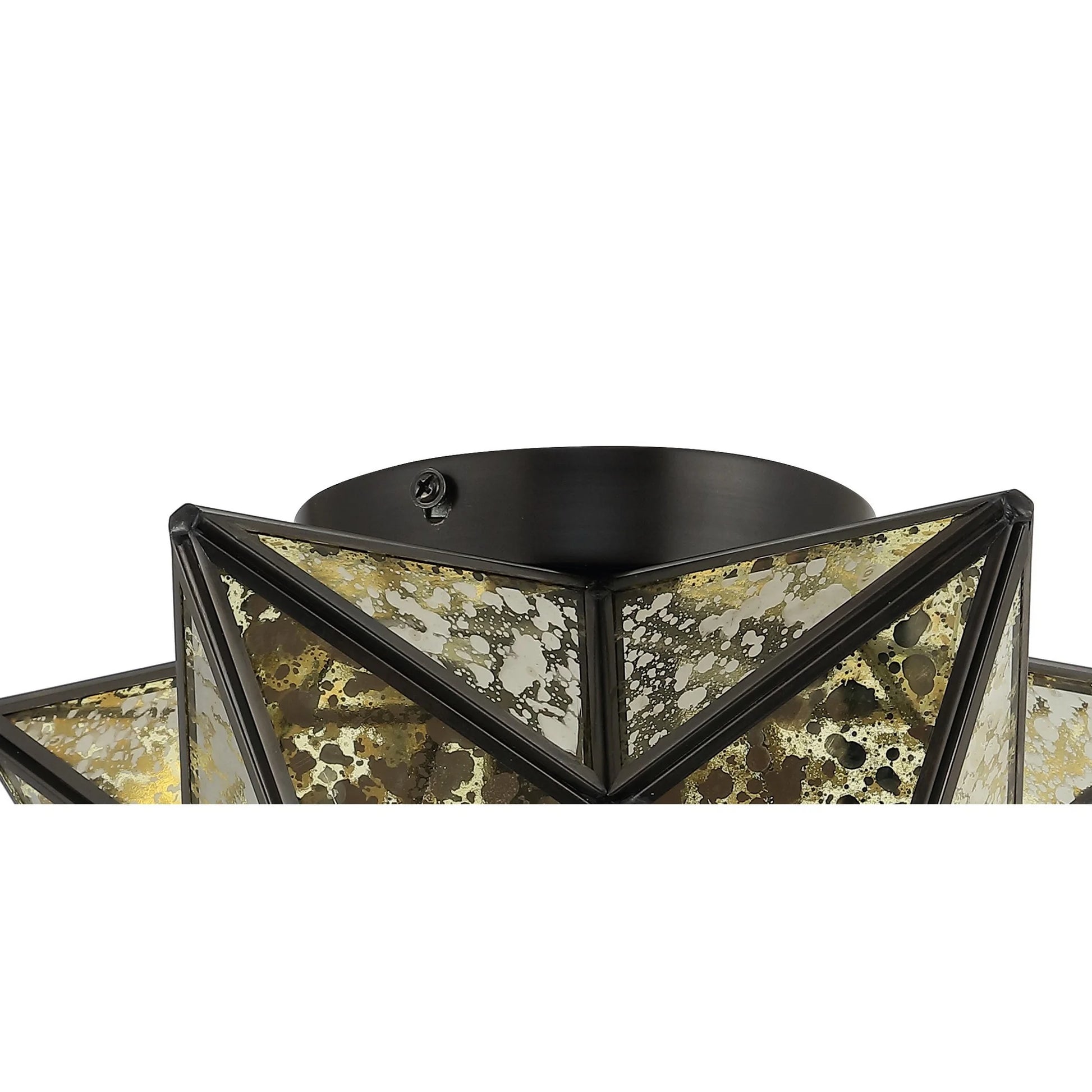 JONATHAN Y Stella 12" Moravian Star Metal/Mercury Glass LED Flush Mount, Oil Rubbed Bronze