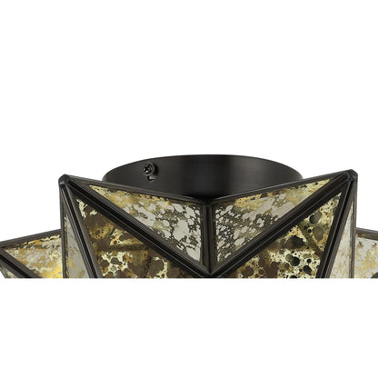 JONATHAN Y Stella 12" Moravian Star Metal/Mercury Glass LED Flush Mount, Oil Rubbed Bronze