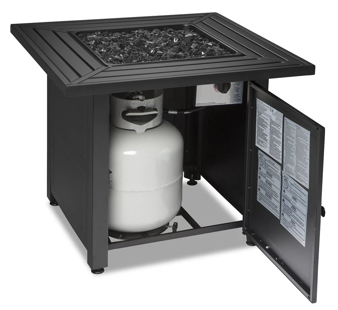 30" Square 30,000 BTU LP Gas Outdoor Fire Table with Black Fire Glass