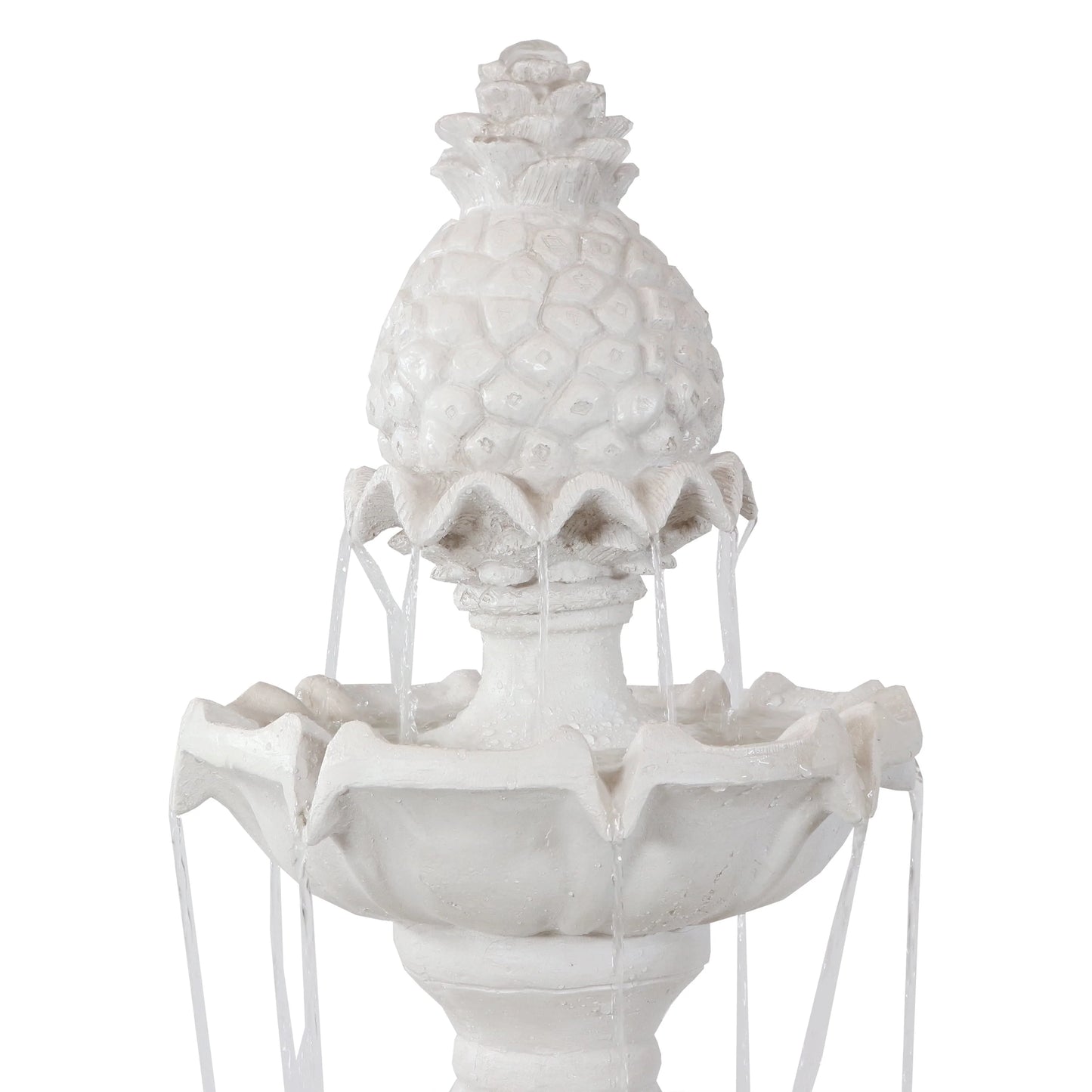 Sunnydaze 59"H Electric Fiberglass 3-Tier Welcome Pineapple Top Outdoor Water Fountain