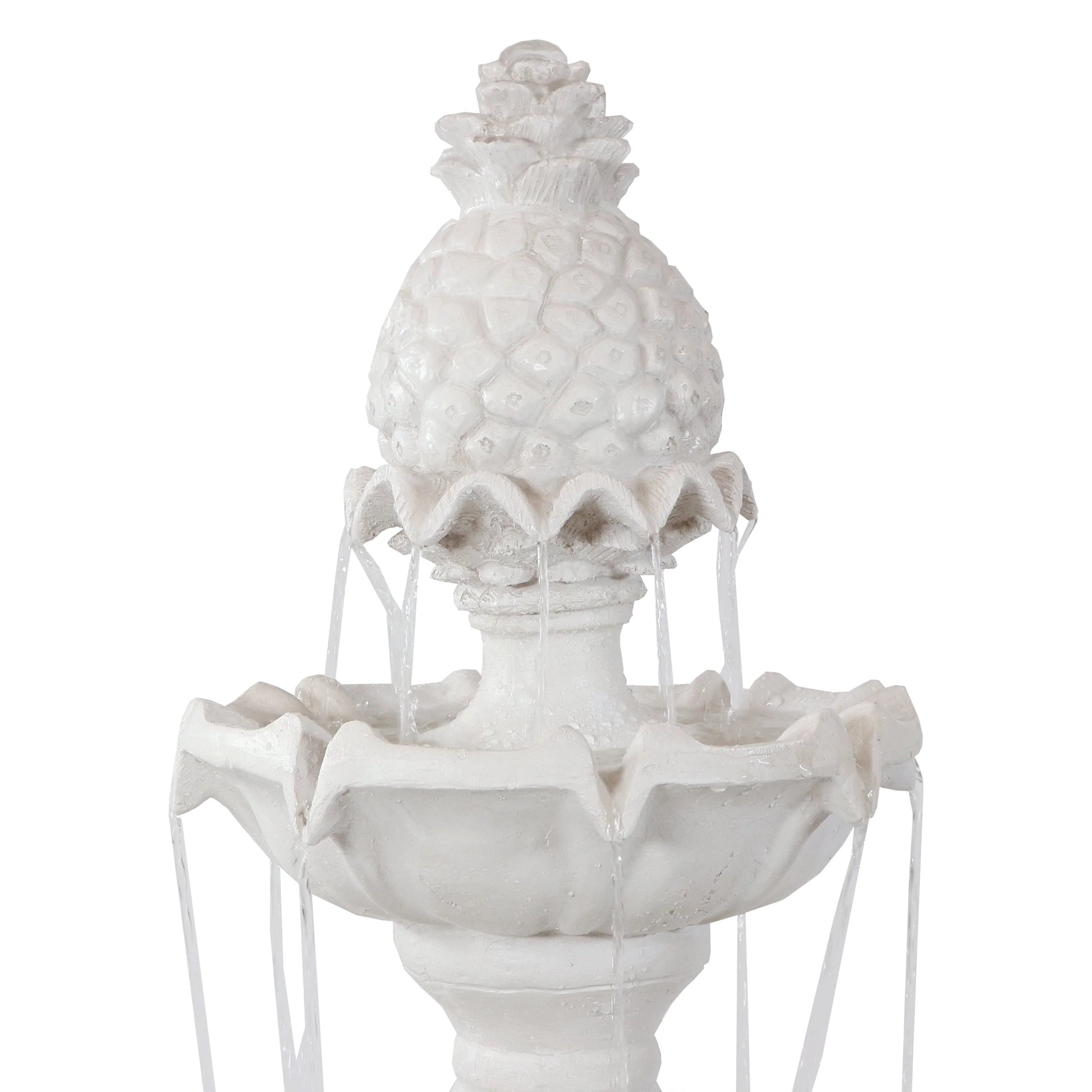 Sunnydaze 59"H Electric Fiberglass 3-Tier Welcome Pineapple Top Outdoor Water Fountain